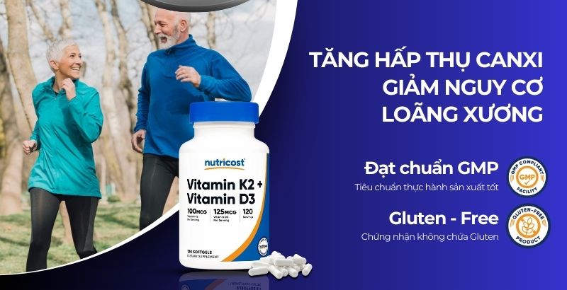 Nutricost Vitamin K2 + Vitamin D3 - 120 lần dùng