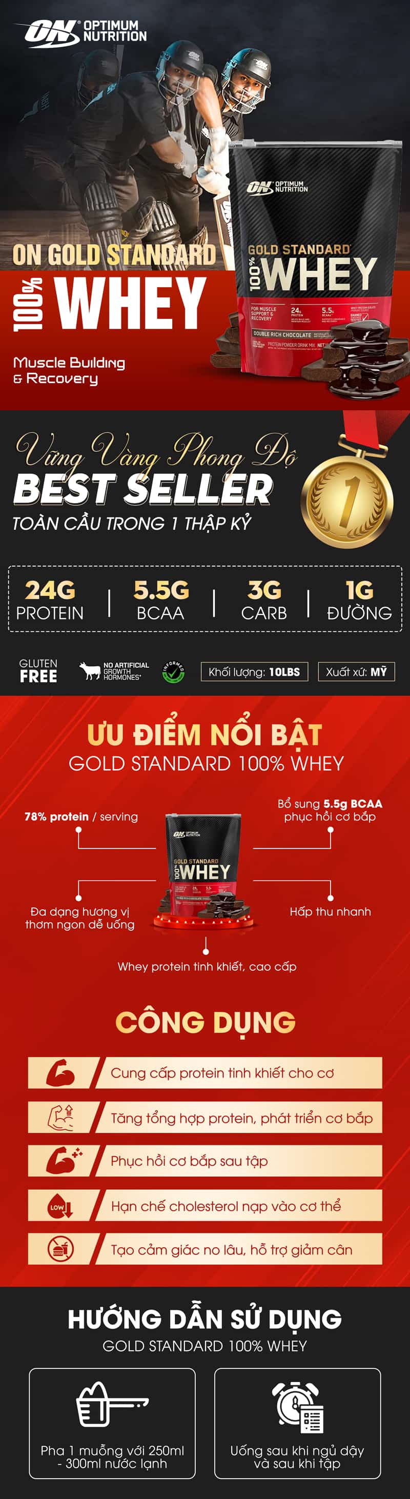 (ON Gold Standard 100% Whey 10lbs)