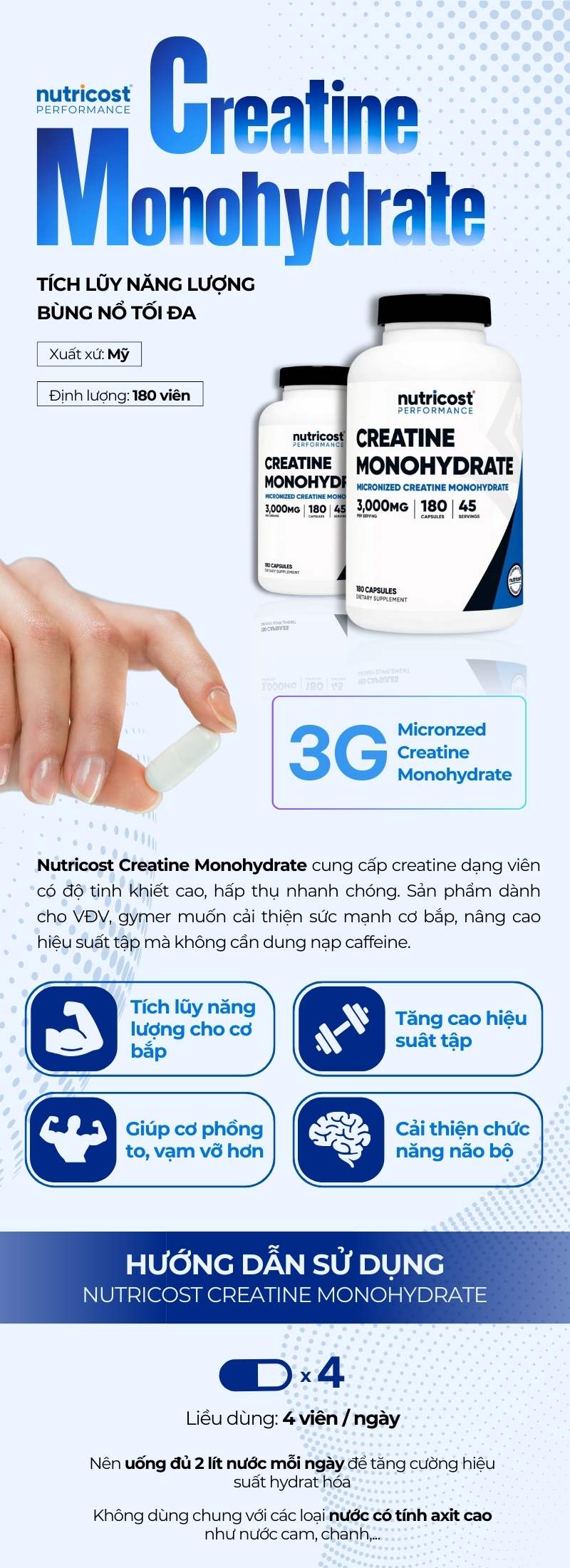 inforgraphic nutricost creatine monohydrate 3000mg 180 viên