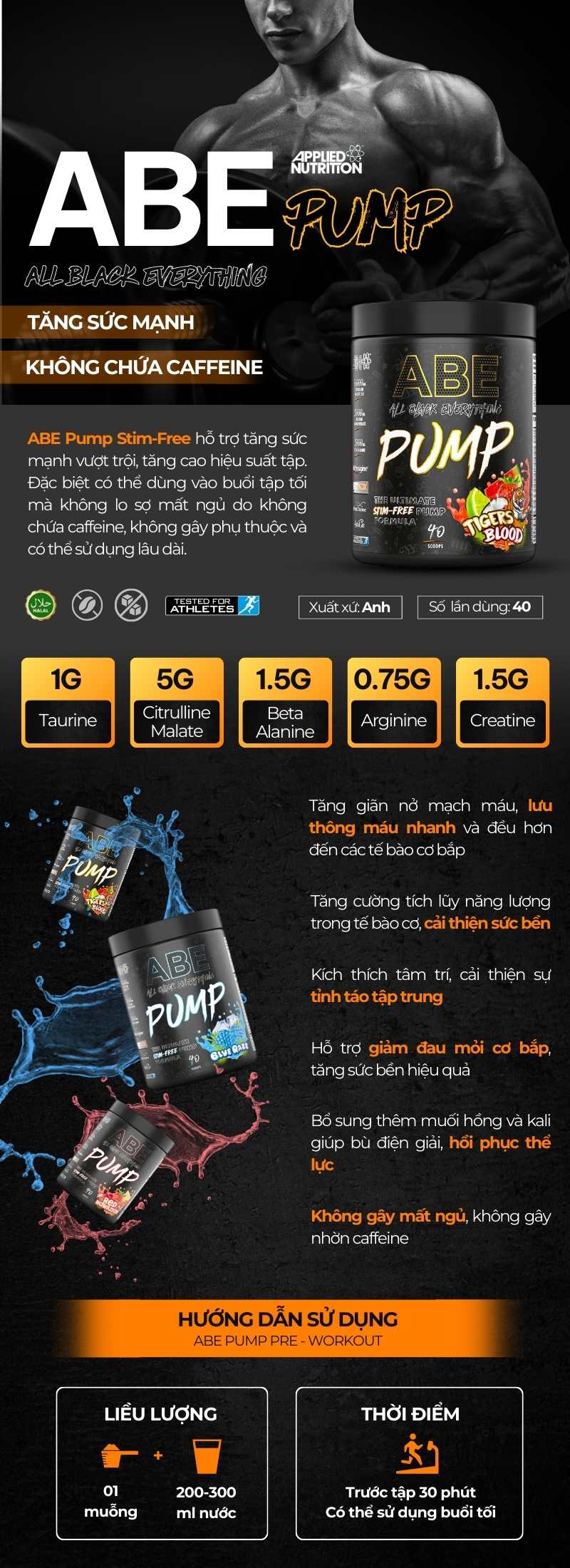 inforgraphic Applied Nutrition ABE Pump Non-stim 40 servings