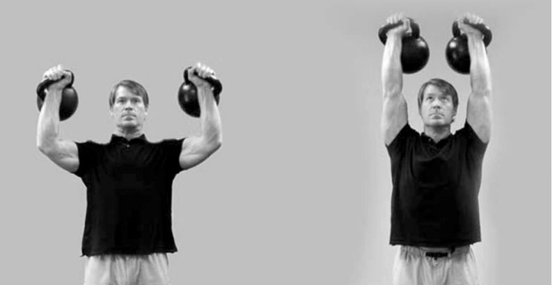 Bài tập Double Kettlebell Overhead Press