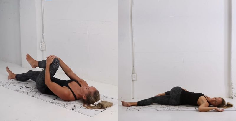 bài tập giãn cơ lưng Lower Body Twist (Left)