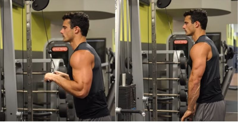 Tư thế bài tập Single Arm Cable Tricep Extension (Duỗi tay sau một tay với cáp)