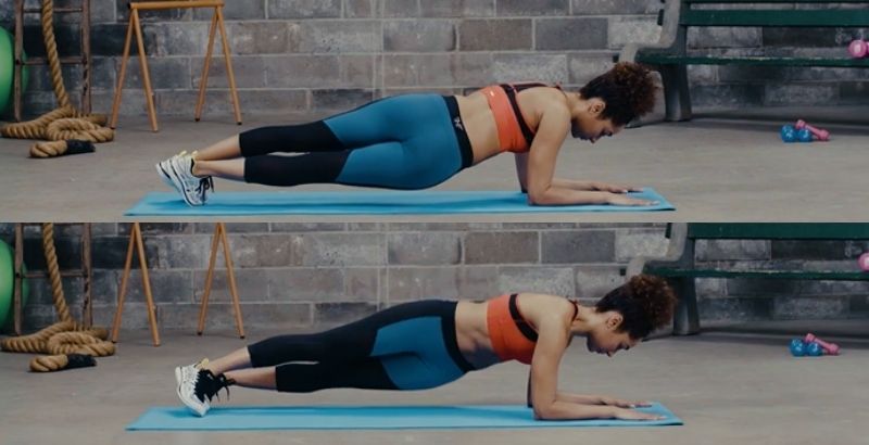 Tư thế bài tập plank nhúng hông (Plank hip dips)