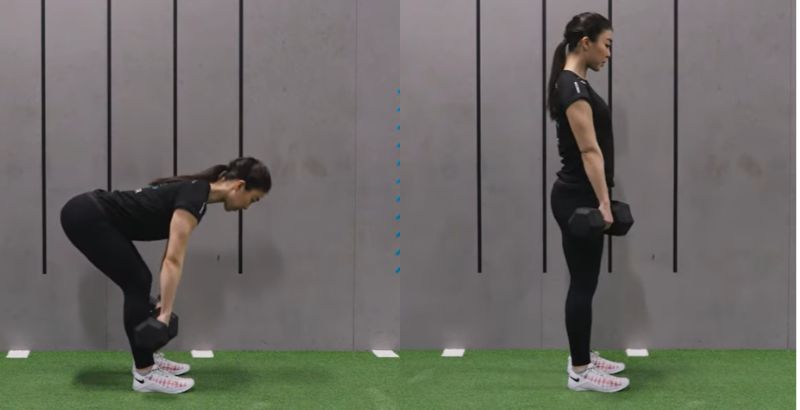 Tư thế tập bài tập Dumbbell Deadlift