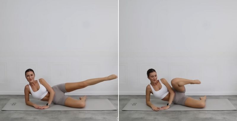 bài tập cho mông chữ H side knee tuck to extend