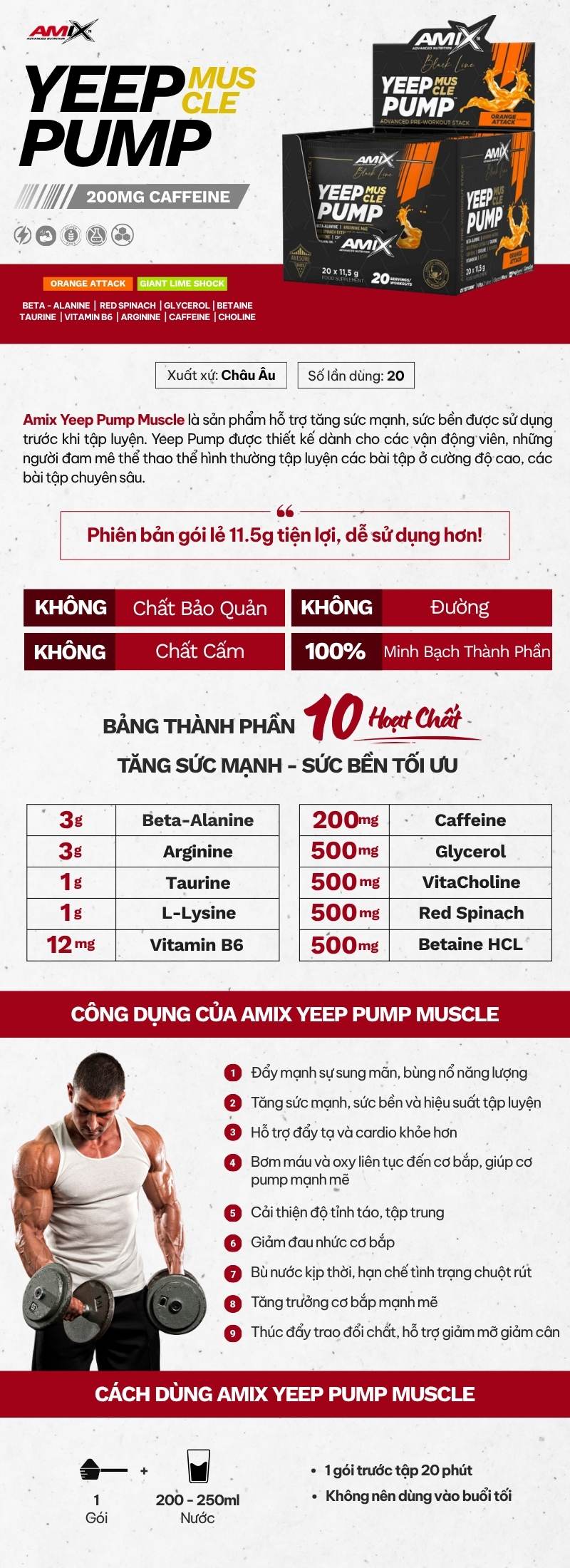 infographic amix yeep pump muscle 20 gói